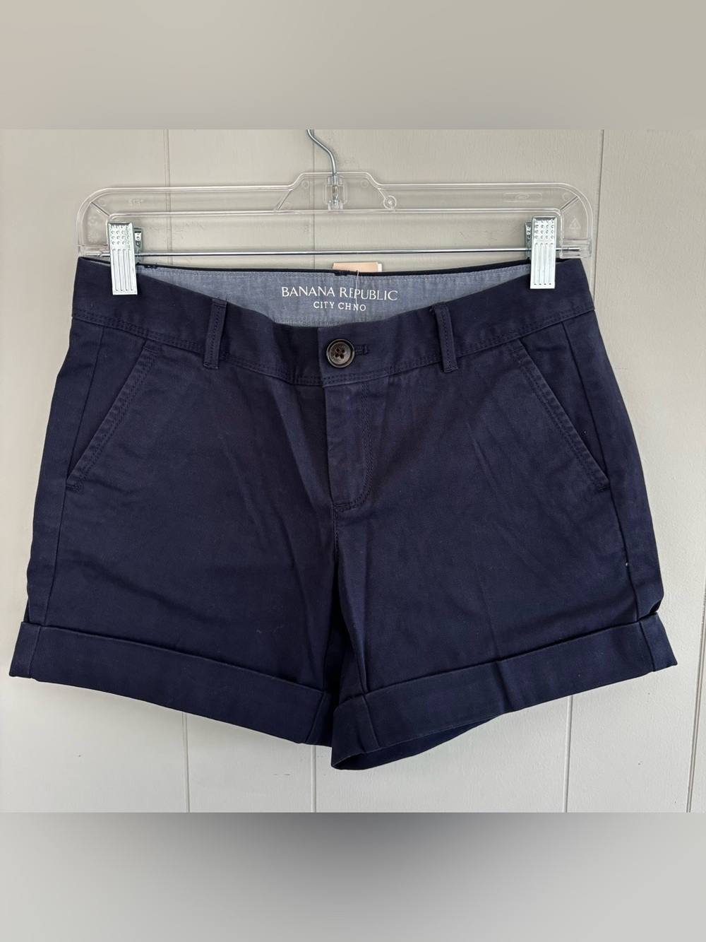 Banana Republic Navy City Chino Cuffed Women's Shorts, Size 0P